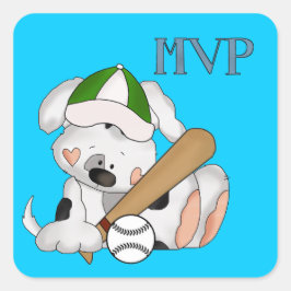 Adesivo Quadrado Vinheta de desenho animado MVP Baseball Puppy
