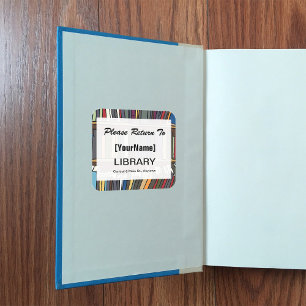 Adesivo Quadrado Vinheta de devolução do livro de biblioteca