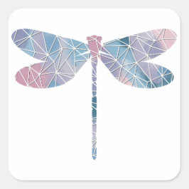 Adesivo Quadrado Vinheta de Dragonfly fina com Mosaico de Papel