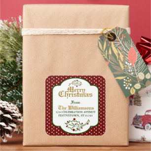 Adesivo Quadrado Vinheta de Endereços de Natal Antigo
