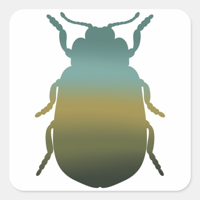 Adesivo Quadrado Vinheta de escaravelho verde (Frente)