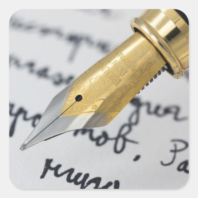 Adesivo Quadrado Vinheta de Escrevendo de composição (Frente)