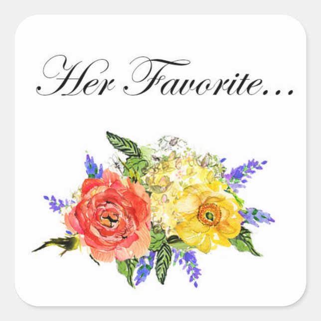 Adesivo Quadrado Vinheta de Favor de Casamento (Frente)