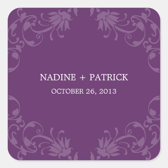 Adesivo Quadrado Vinheta de Favor de Elegância ou selo de Envelope  (Frente)