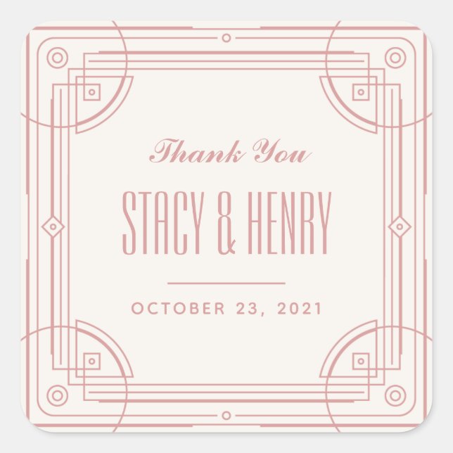 Adesivo Quadrado Vinheta de Fechamento de Casamento de Quadro Moder (Frente)