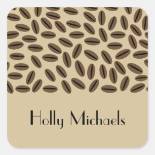 Adesivo Quadrado Vinheta de feijões de café