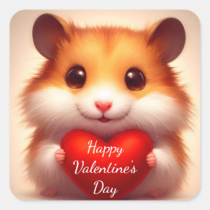 Adesivo Quadrado Vinheta de Feliz dia de os namorados de Hamster