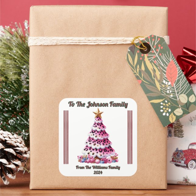 Adesivo Quadrado Vinheta de Feriado Cheerful para presentes (Feriado)