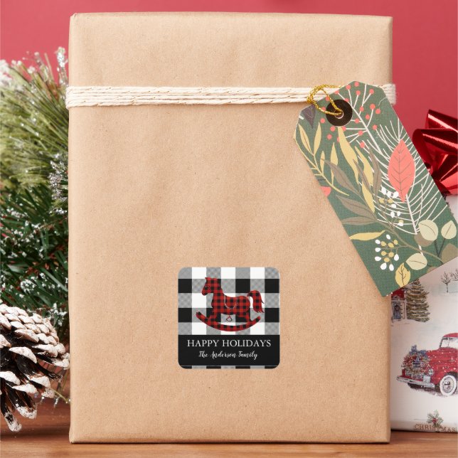 Adesivo Quadrado Vinheta de Feriado de Xadrez de Cavalo Fogueiro (Feriado)