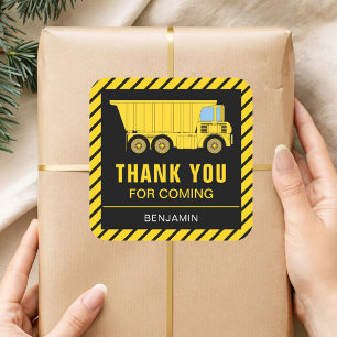 Adesivo Quadrado Vinheta de Festa de aniversário de Construção de C