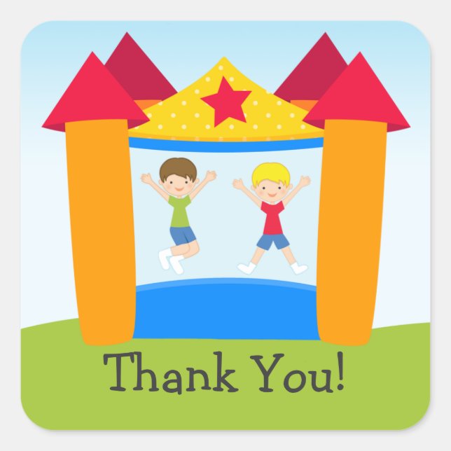 Adesivo Quadrado Vinheta de Festa de aniversário de Salto (Frente)