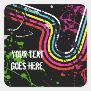 Adesivo Quadrado Vinheta de Festa de aniversário retrorreflectora