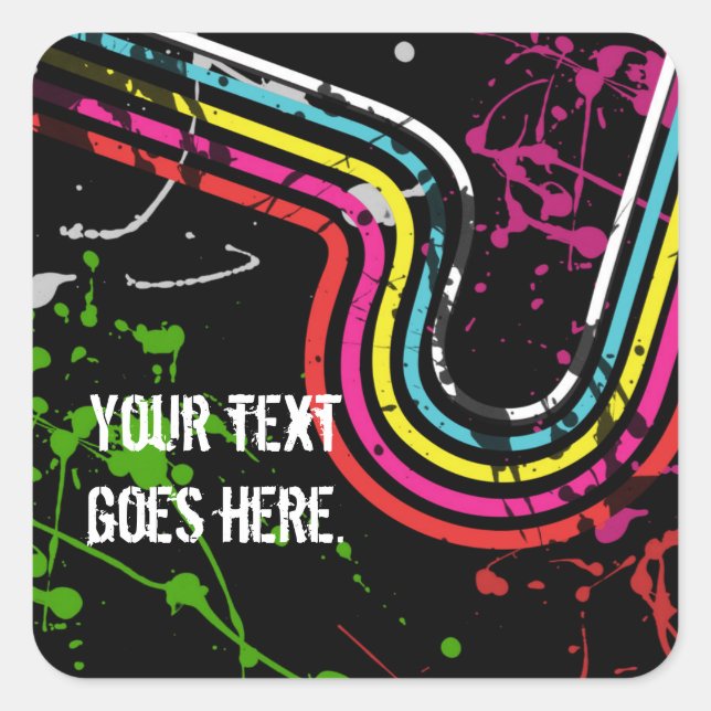 Adesivo Quadrado Vinheta de Festa de aniversário retrorreflectora (Frente)