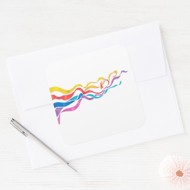 Adesivo Quadrado Vinheta de fitas multicoloridas (Envelope)