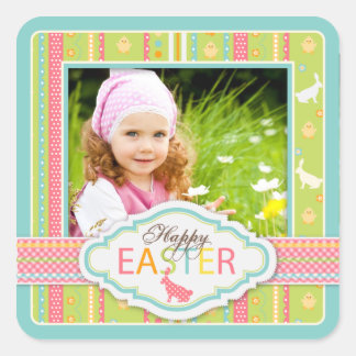 Adesivo Quadrado Vinheta de Fotografia do Salto Bunny S