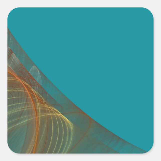 Adesivo Quadrado Vinheta de Fundo Fractal Teal (Frente)