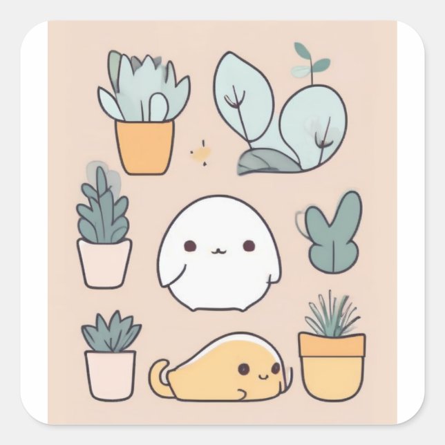 Adesivo Quadrado Vinheta de Gato Bonita e Suave (Frente)