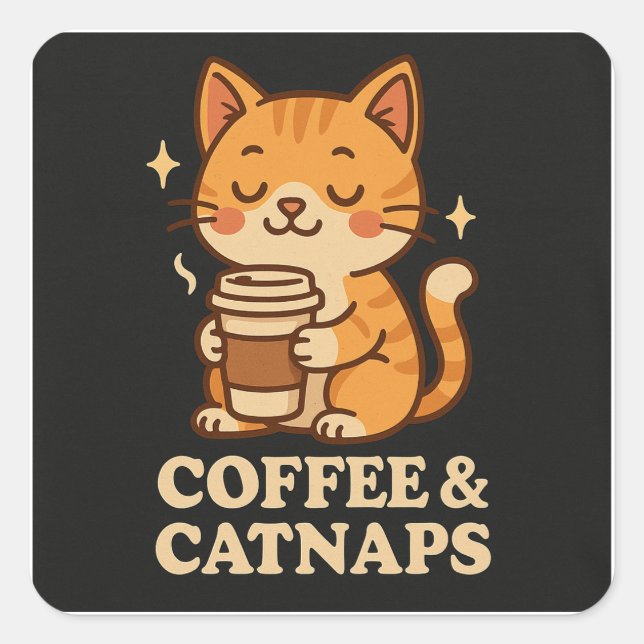 Adesivo Quadrado Vinheta de gato-camiseta (Frente)