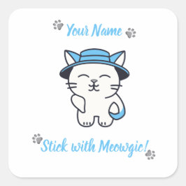 Adesivo Quadrado Vinheta de Gato Cute Personalizado - Vestir com Mo
