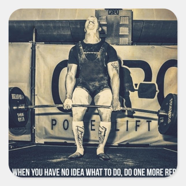 Adesivo Quadrado Vinheta de ginástica Motivacional (Frente)