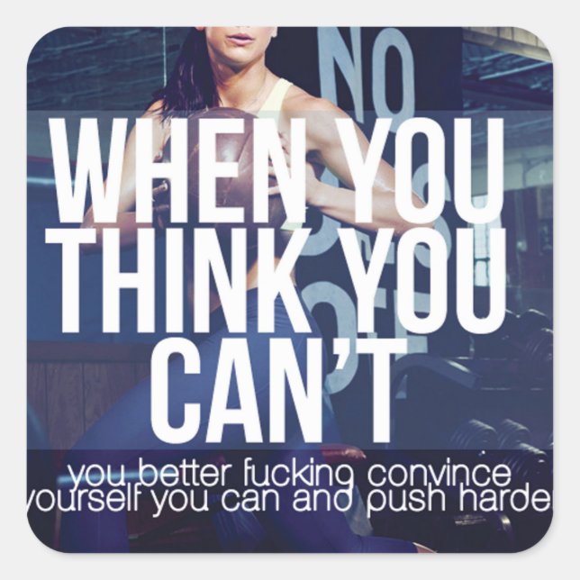 Adesivo Quadrado Vinheta de ginástica Motivacional (Frente)