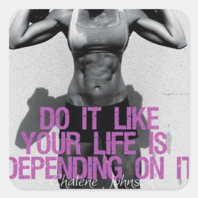 Adesivo Quadrado Vinheta de ginástica Motivacional (Frente)