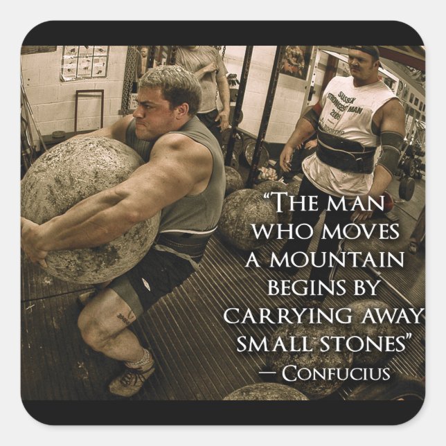 Adesivo Quadrado Vinheta de ginástica Motivacional (Frente)