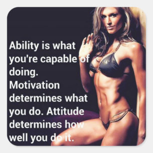 Adesivo Quadrado Vinheta de ginástica Motivacional