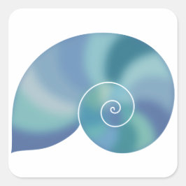 Adesivo Quadrado Vinheta de Gradiente de Nautilus Shell Teal