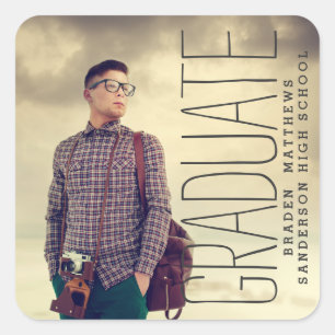 Adesivo Quadrado Vinheta de Graduação de Fotografias de Tipo Modern