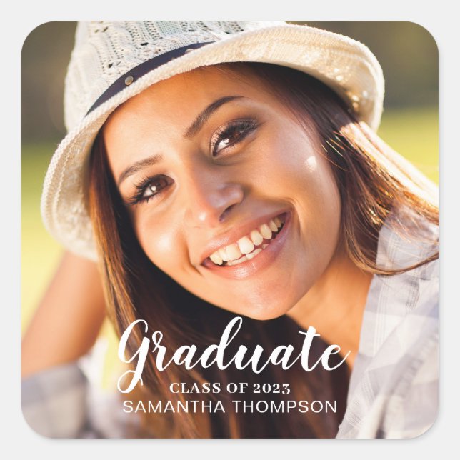 Adesivo Quadrado Vinheta de Graduação de Fotos (Frente)
