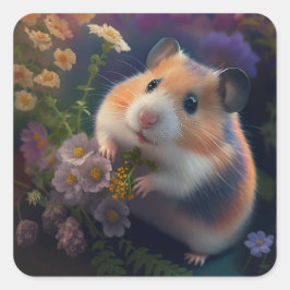 Adesivo Quadrado Vinheta de Hamster do Little Explorer