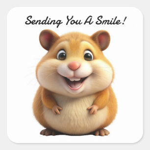Adesivo Quadrado Vinheta de Hamster Sorridente