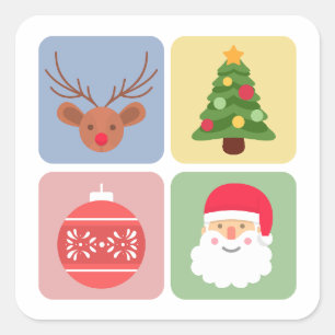 Adesivo Quadrado Vinheta de ícones modernos de Natal