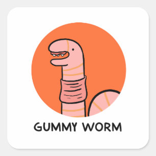 Adesivo Quadrado Vinheta de Inseto de Verme Gummy