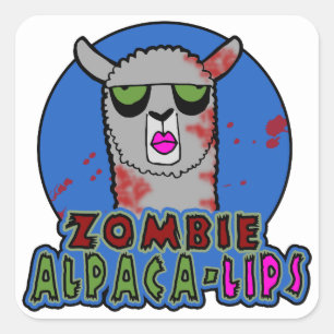 Adesivo Quadrado Vinheta de lábios Alpaca Zombie