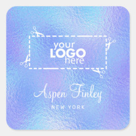 Adesivo Quadrado Vinheta de Logotipo Esquadrado de Folha Iridescent