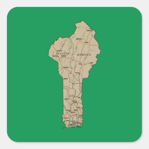 Adesivo Quadrado Vinheta de Mapa Benin