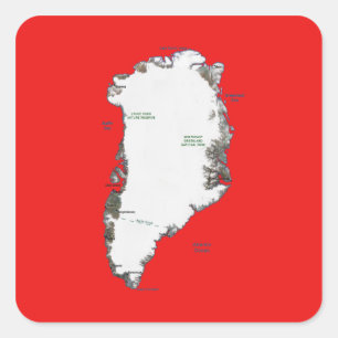 Adesivo Quadrado Vinheta de Mapa da Groelândia