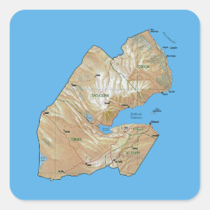 Adesivo Quadrado Vinheta de Mapa Djibouti