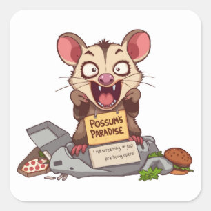 Adesivo Quadrado Vinheta de Memória de Grelha Possum