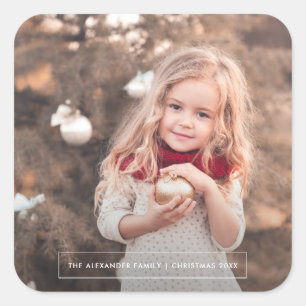 Adesivo Quadrado Vinheta de Natal de Foto Minimalista