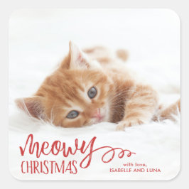 Adesivo Quadrado Vinheta de Natal de Pet Holiday