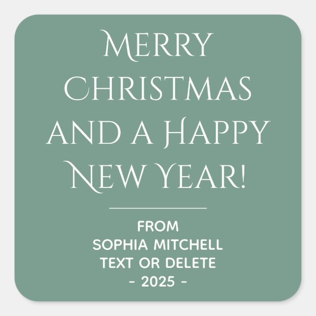 Adesivo Quadrado Vinheta de Natal de Teal Elegance Ocean (Frente)