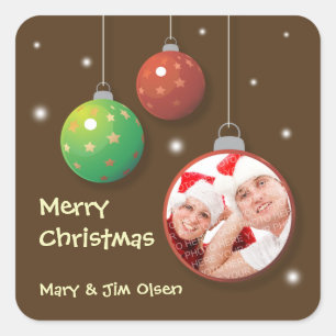 Adesivo Quadrado Vinheta de Natal Feliz