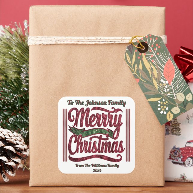 Adesivo Quadrado Vinheta de Natal Merry (Feriado)