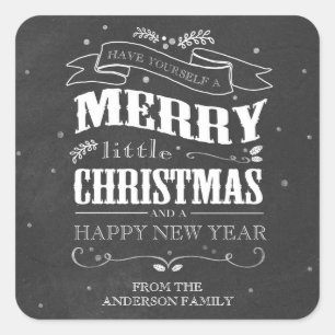 Adesivo Quadrado Vinheta de Natal Rustic Chalkboard