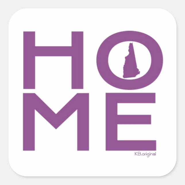 Adesivo Quadrado Vinheta de New Hampshire HOME (Frente)