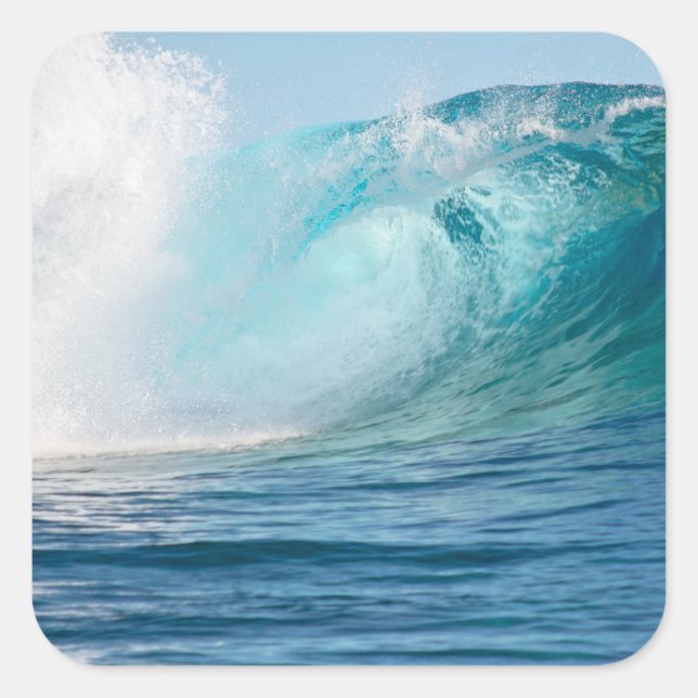 Adesivo Quadrado Vinheta de ondas gigante do oceano Pacífico (Frente)