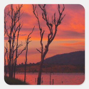 Adesivo Quadrado Vinheta de pôr do sol Lake Awoonga